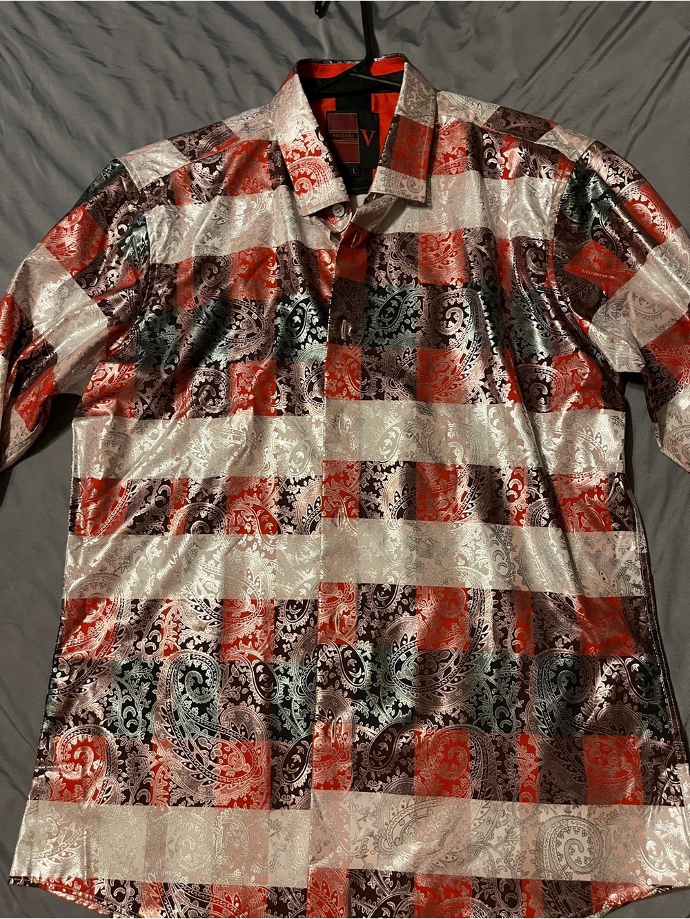 Men’s Metallic Red, Pink and Burgundy Paisley Shirt